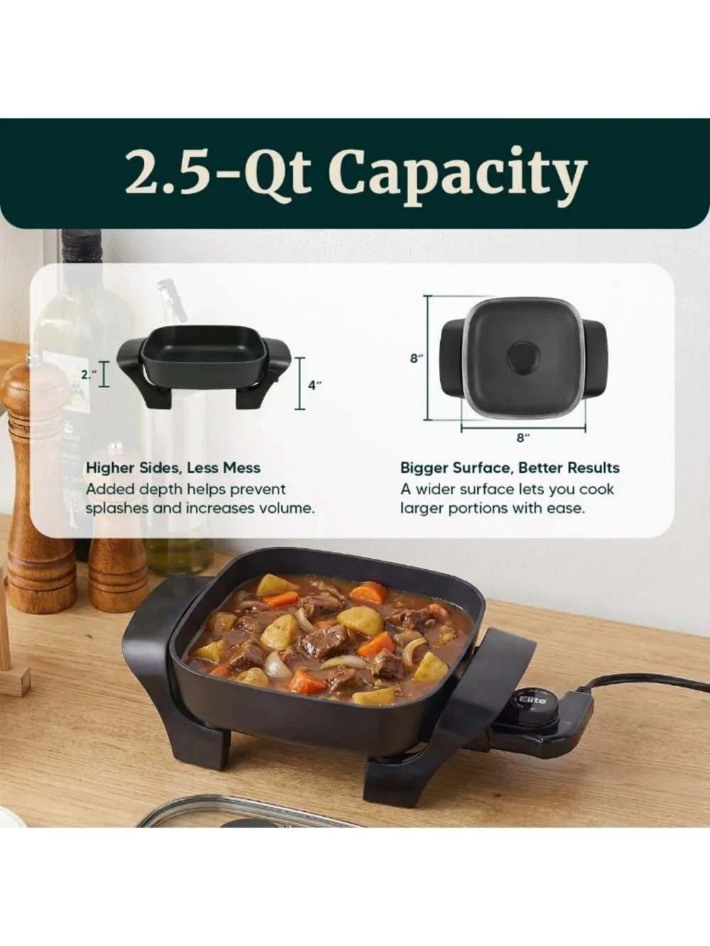 Compact Non-Stick Electric Skillet 8